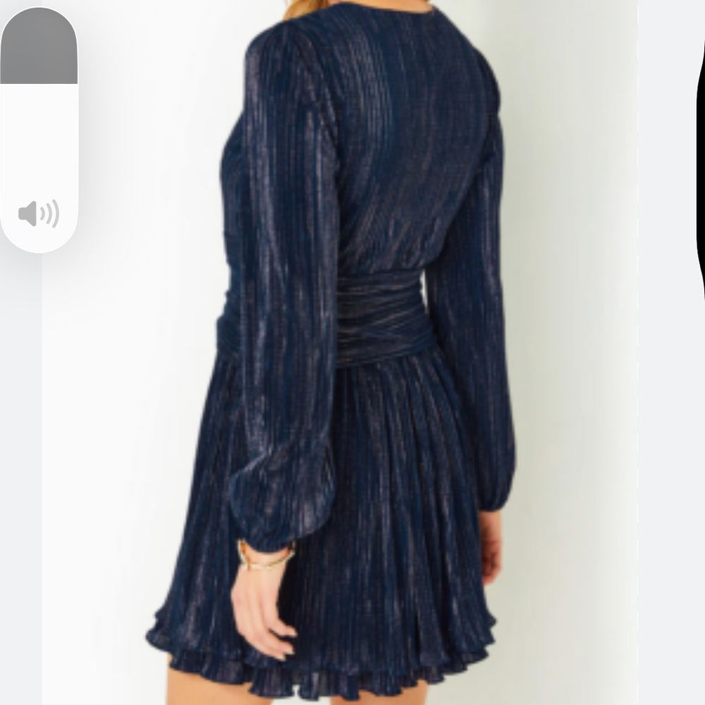 NWOT  LILLY PULITZER SIZE 4
JESSAMIE DRESS *FOIL PRINTED
CRINKLE* LOW TIDE NAVY - Picture 3 of 8